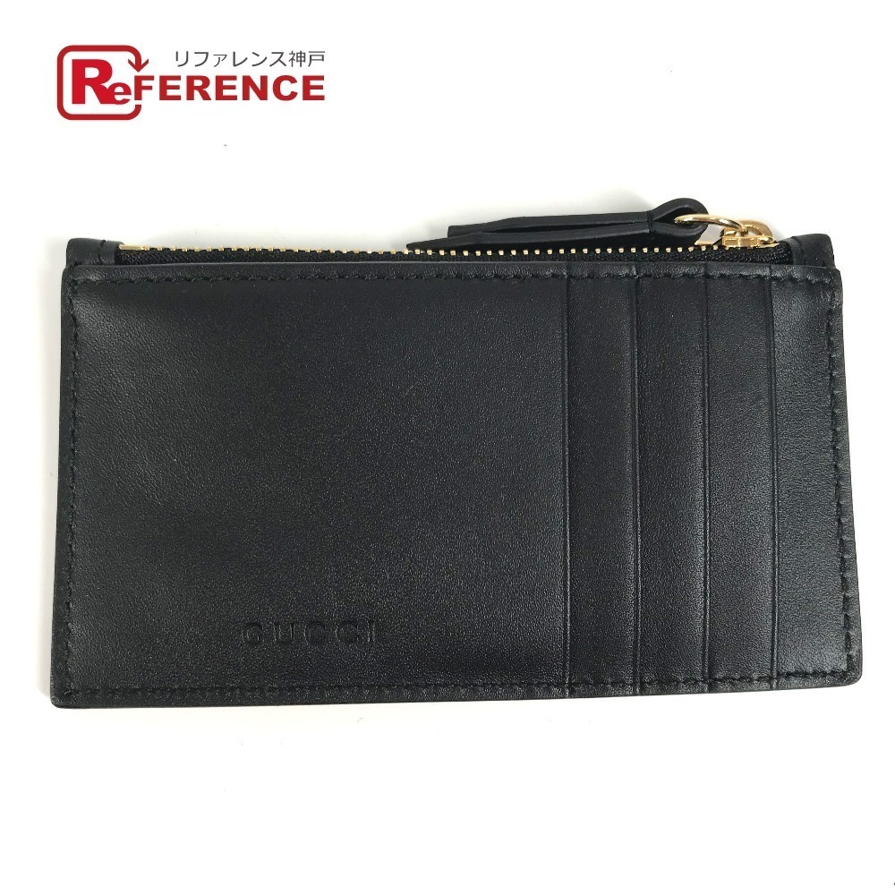 Gucci Logo Fragment Case Wallet Coin Leather Black